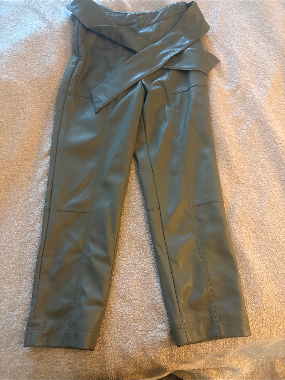 Jonathan Simkhai Olive Green Faux Leather Ankle Pants